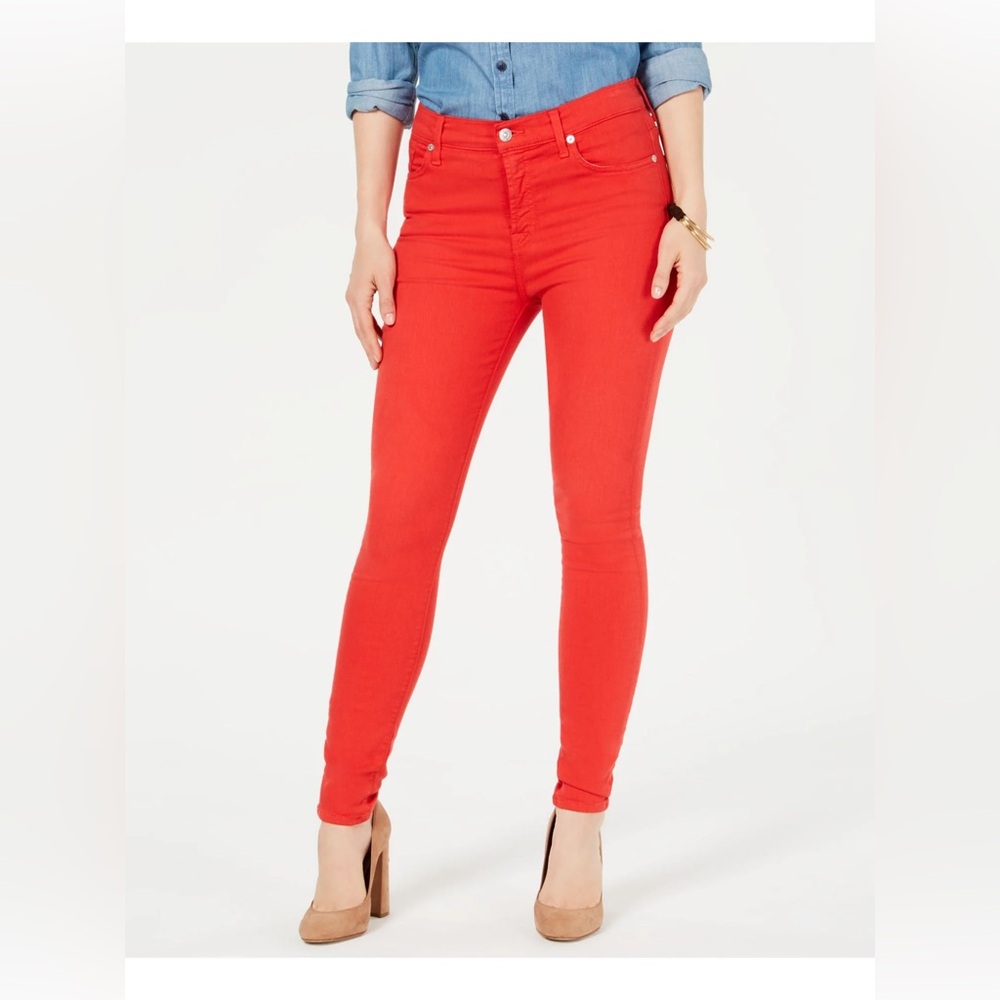 7 For All Mankind High Rise Skinny Red